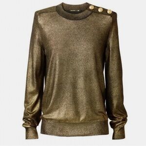 Balmain X H&M Limited Edition Runway Metallic Blouse In Gold Us 6